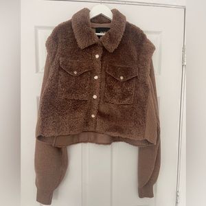 Maje Cropped Faux Fur Jacket